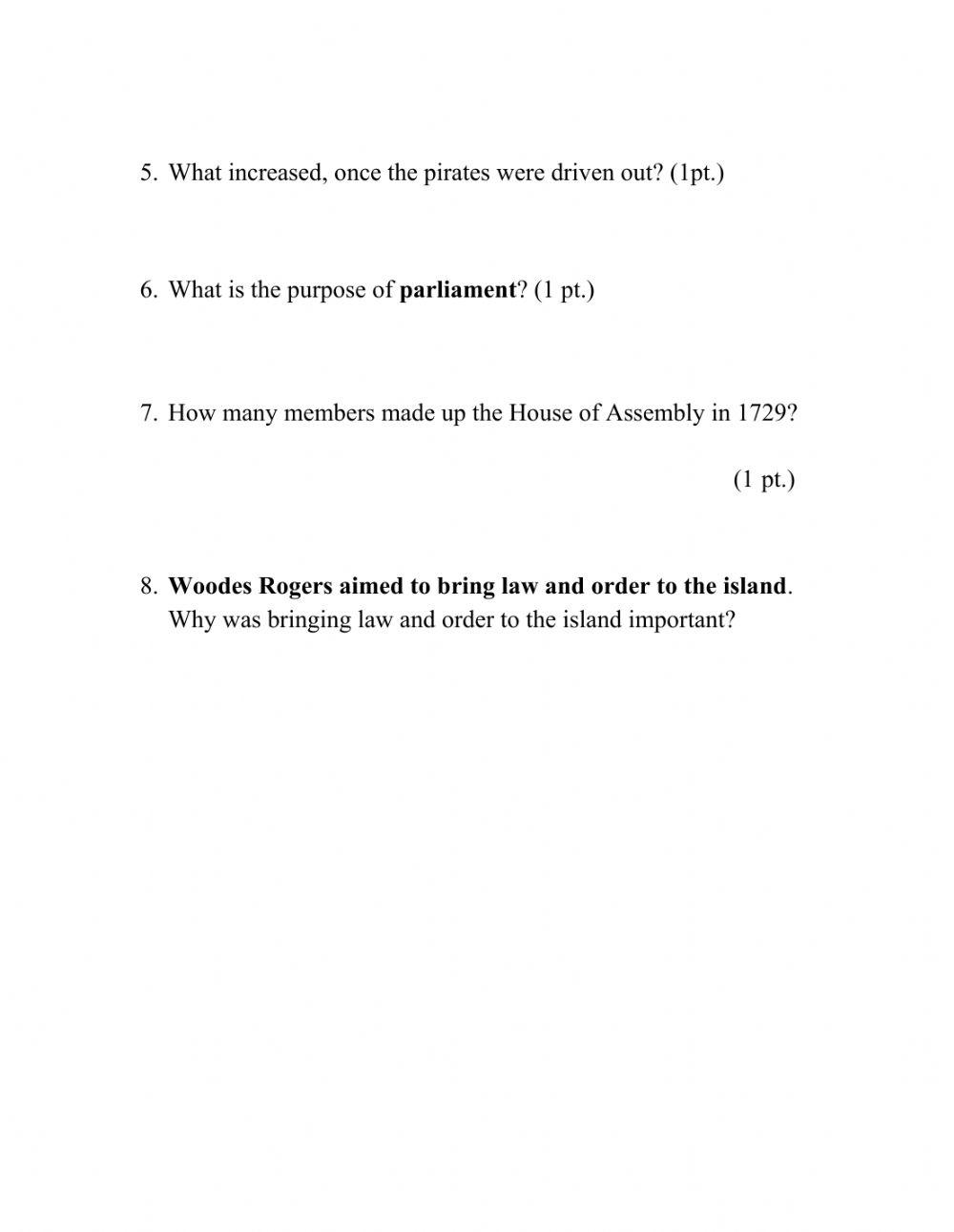 Social Studies Exam grade 5