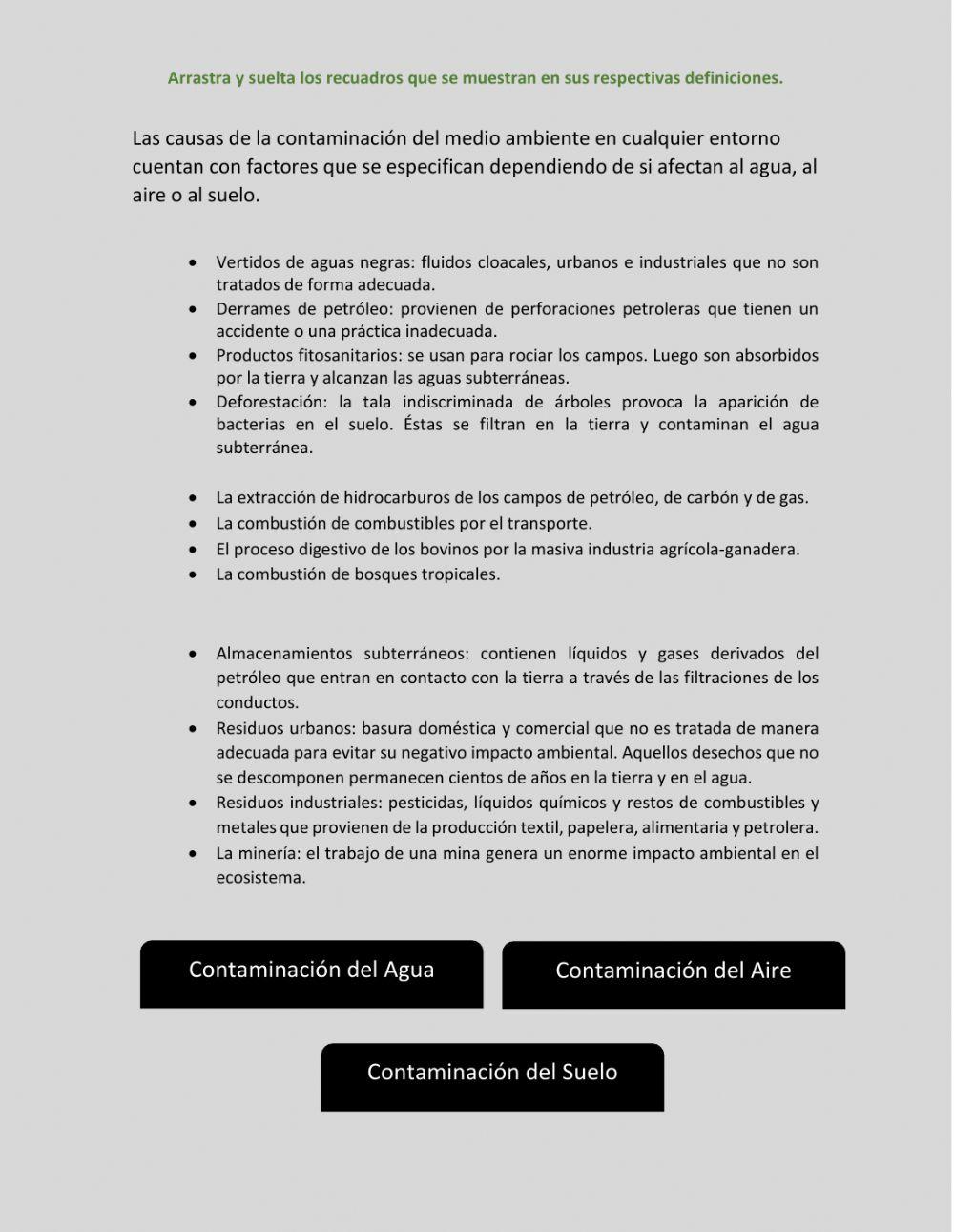 Contaminación del medio ambiente