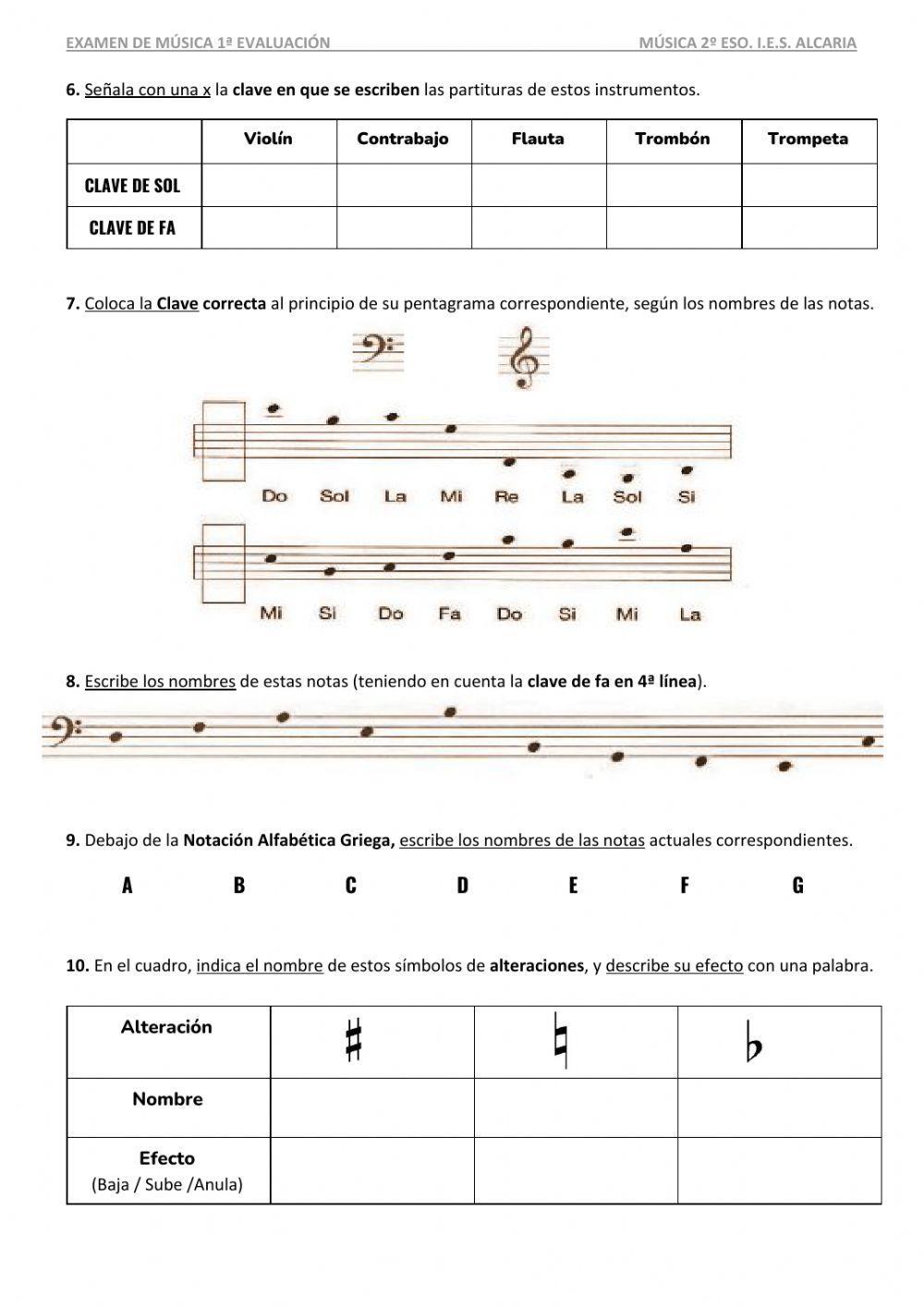 Examen Sonido y Altura Examen Sonido y Altura
