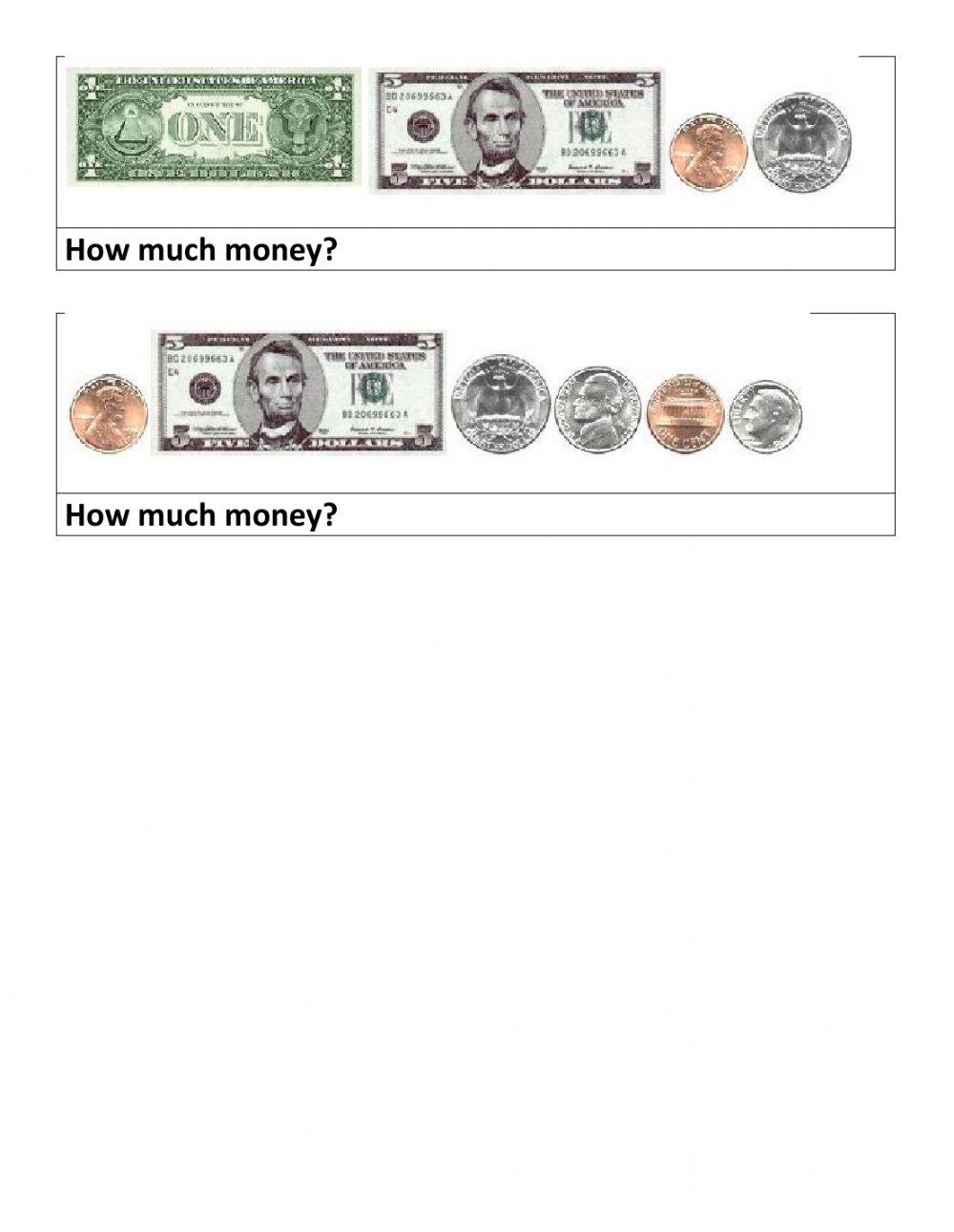 Money (Five & One Bills and Coins)