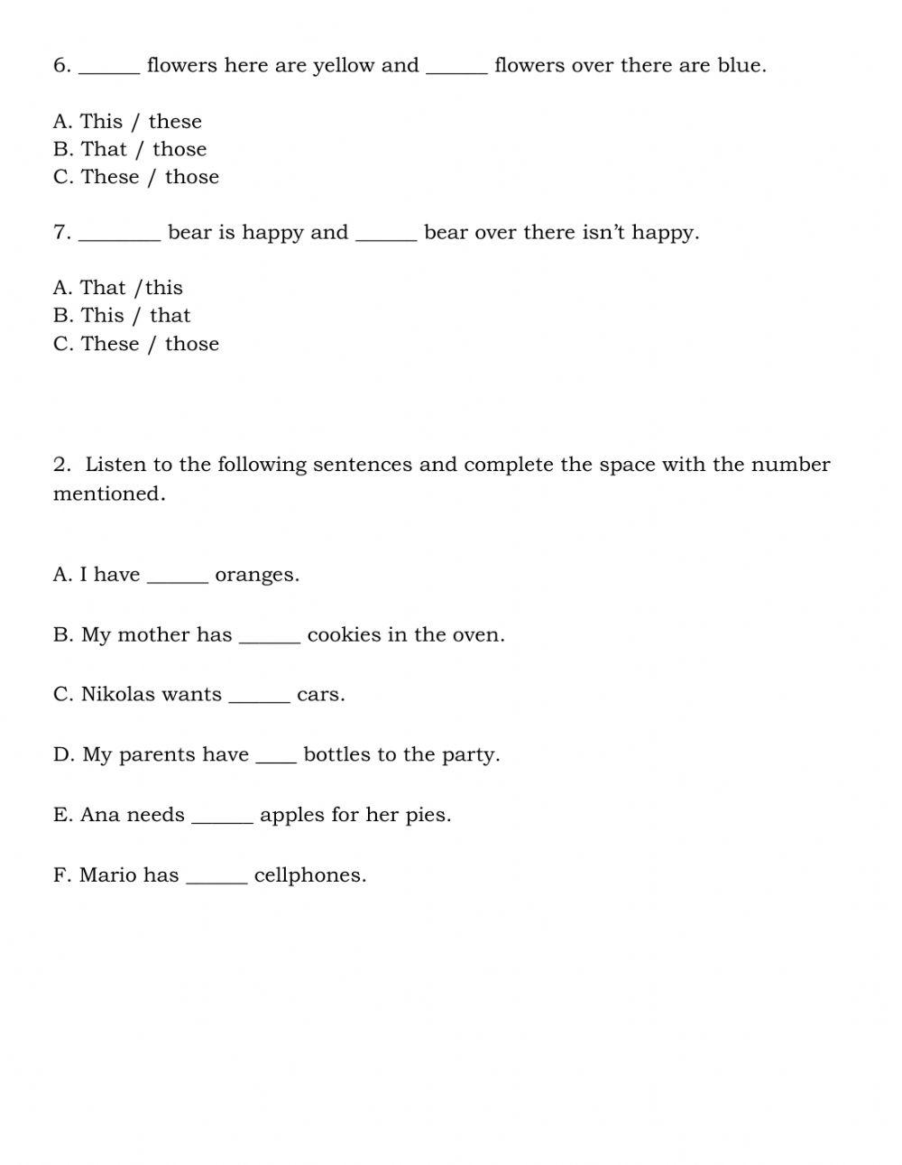 Numbers and demonstrative adjectives 576392 | Teacher