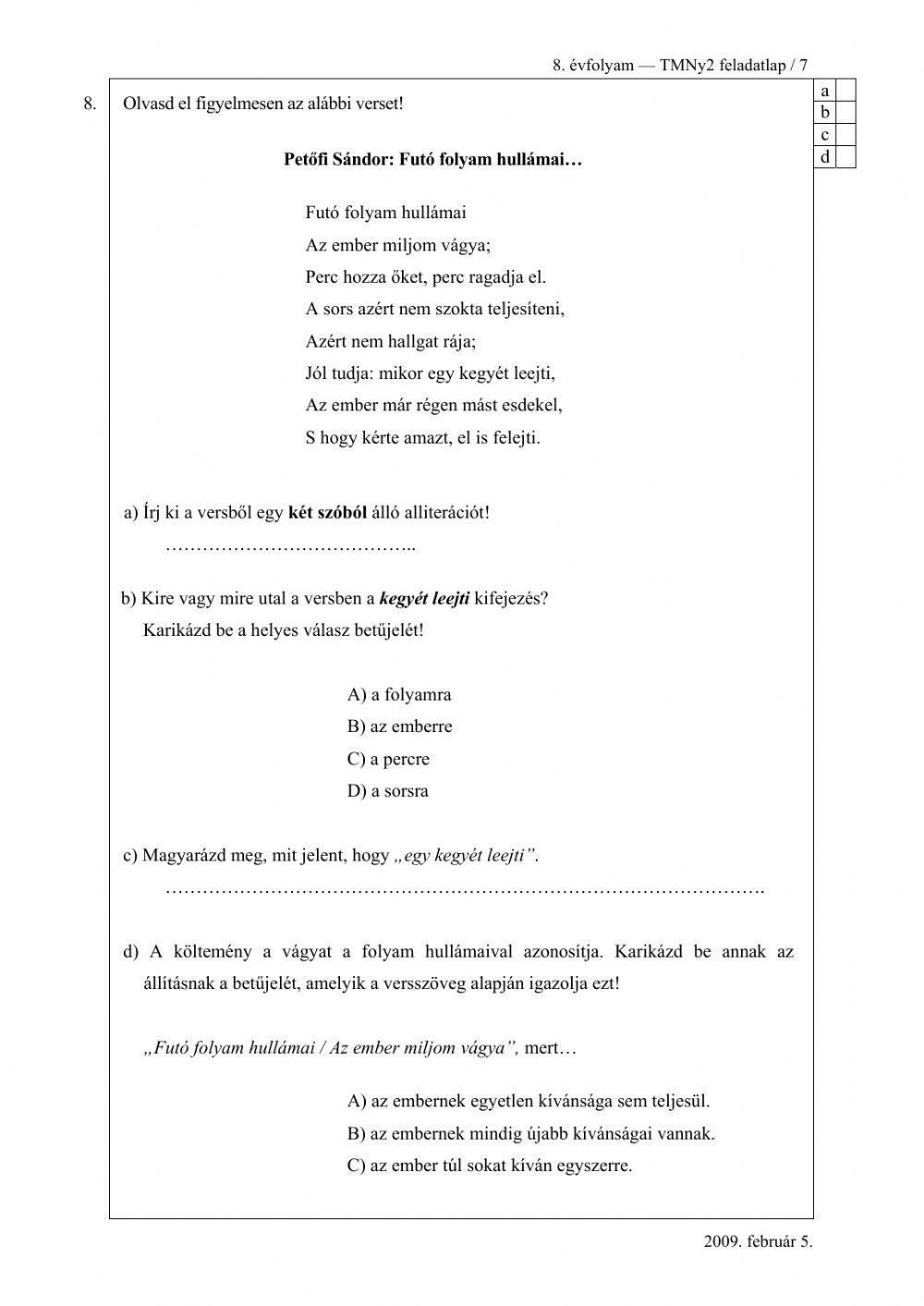 Magyar felvételi 2009.02.05.