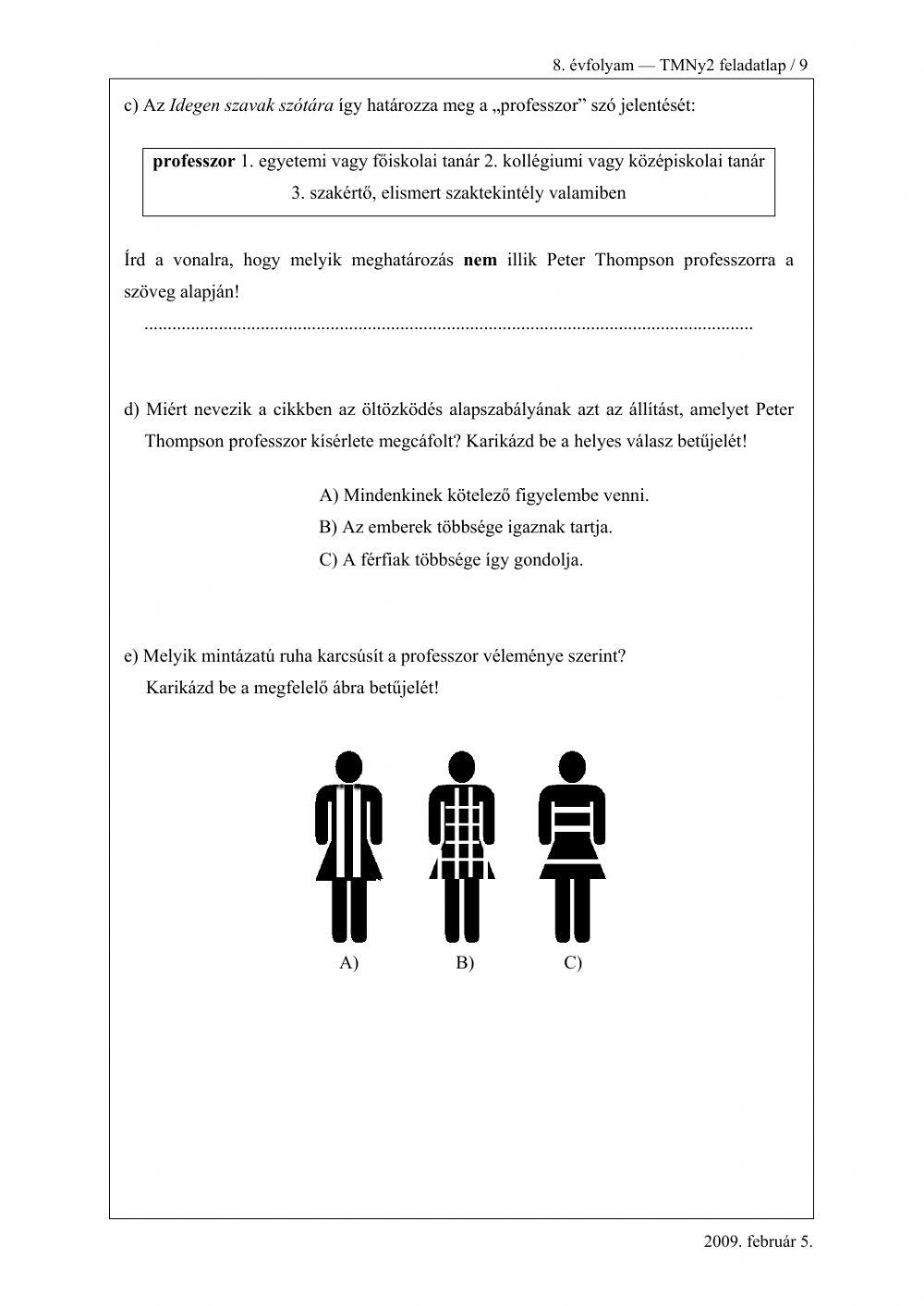 Magyar felvételi 2009.02.05.