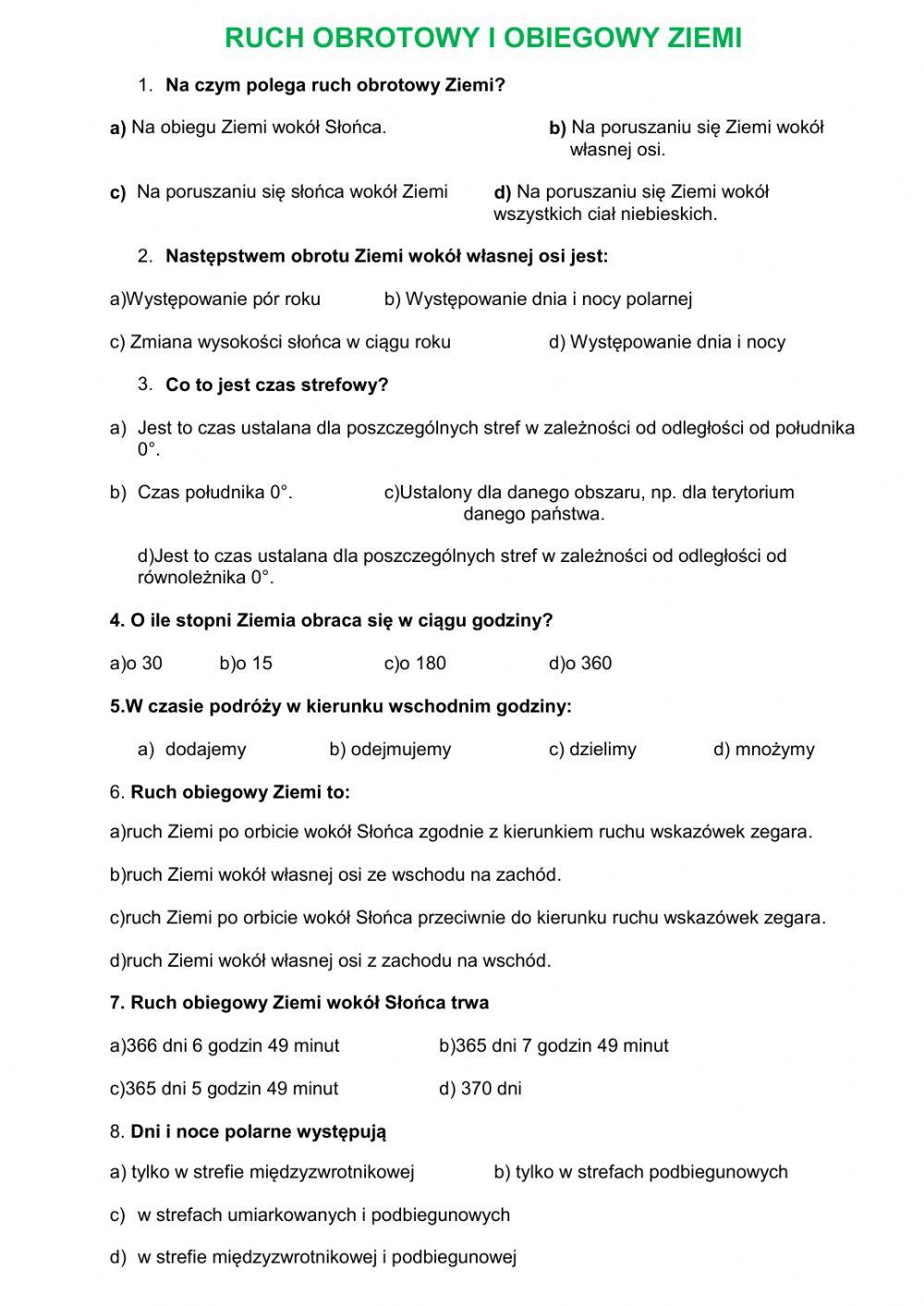 Ruch obrotowy i obiegowy Ziemi