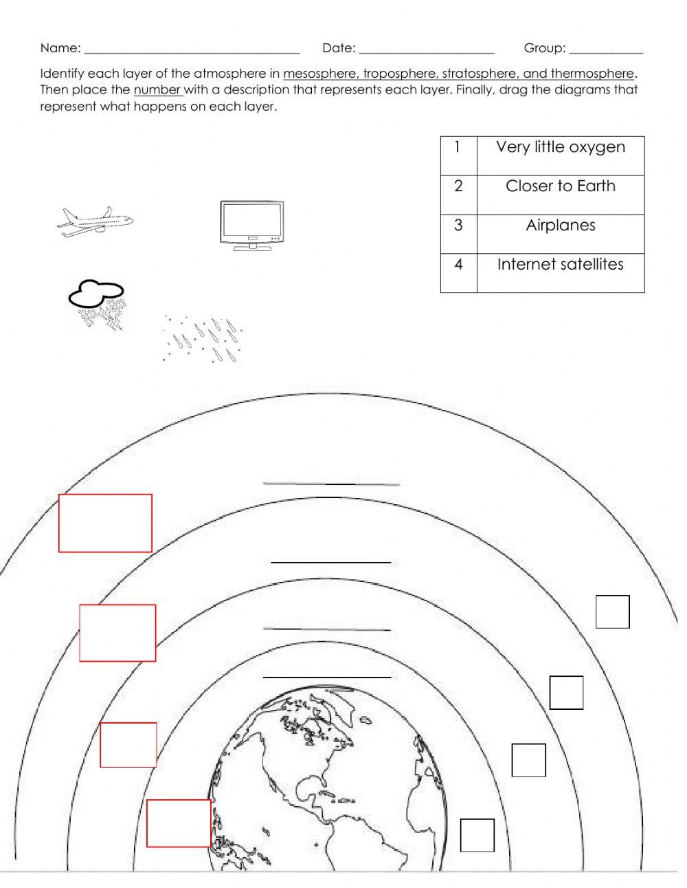 Atmosphere Layers worksheet Live Worksheets