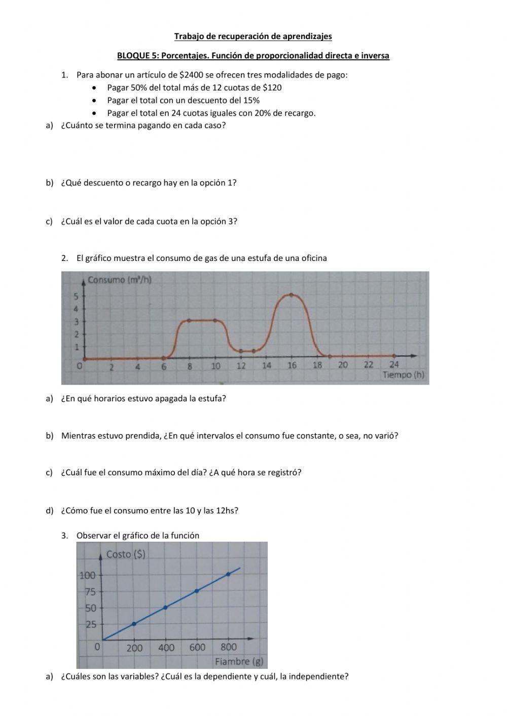 Bloque 5:Porcentajes. Función de proporcionalidad directa e inversa