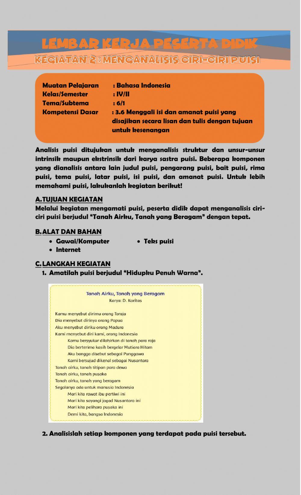 LKPD Tema 6 Subtema 1 Pembelajaran 4