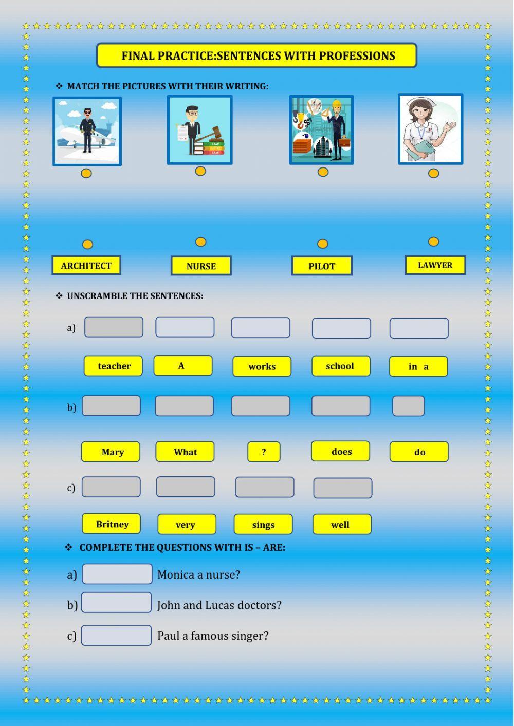 Sentences with professions