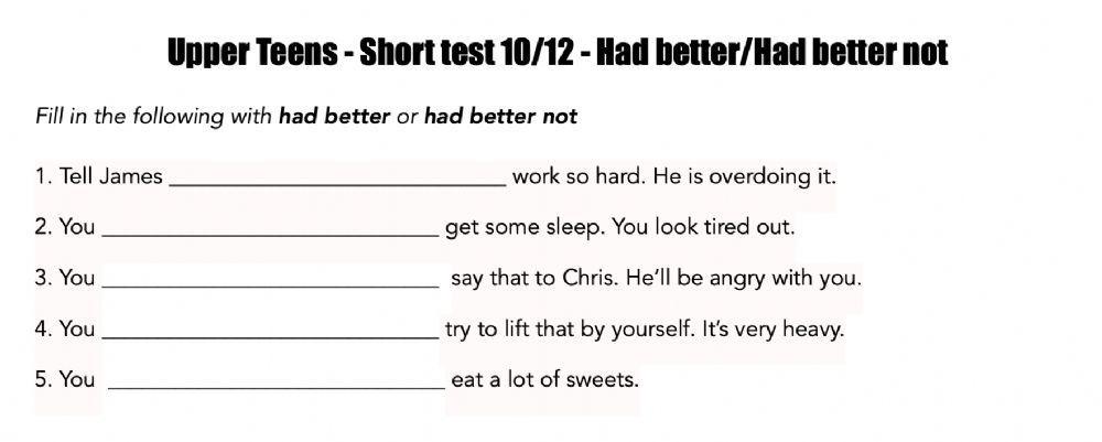 Had Better-Had Better Not