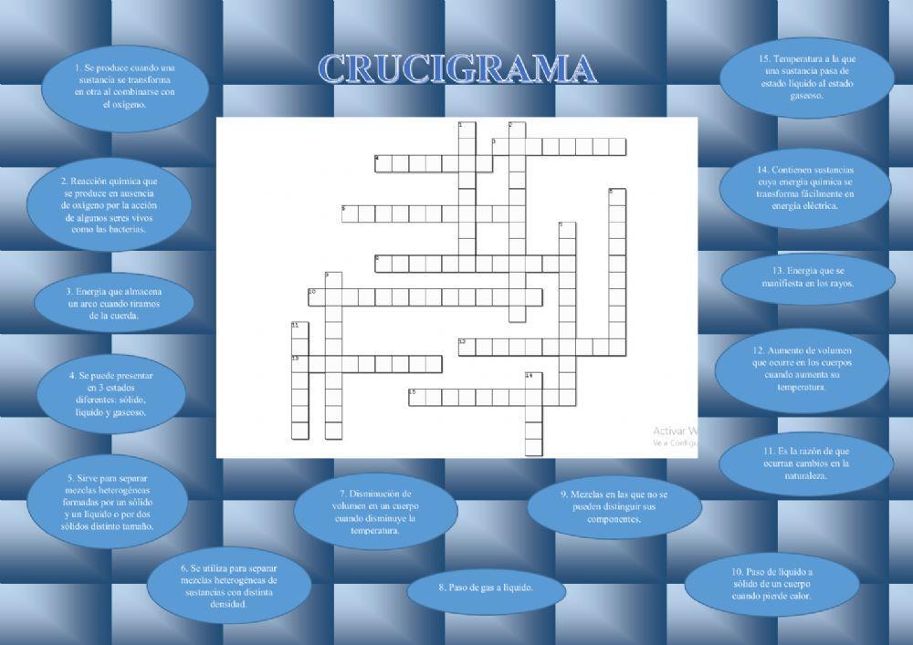 Crucigrama materia y energía