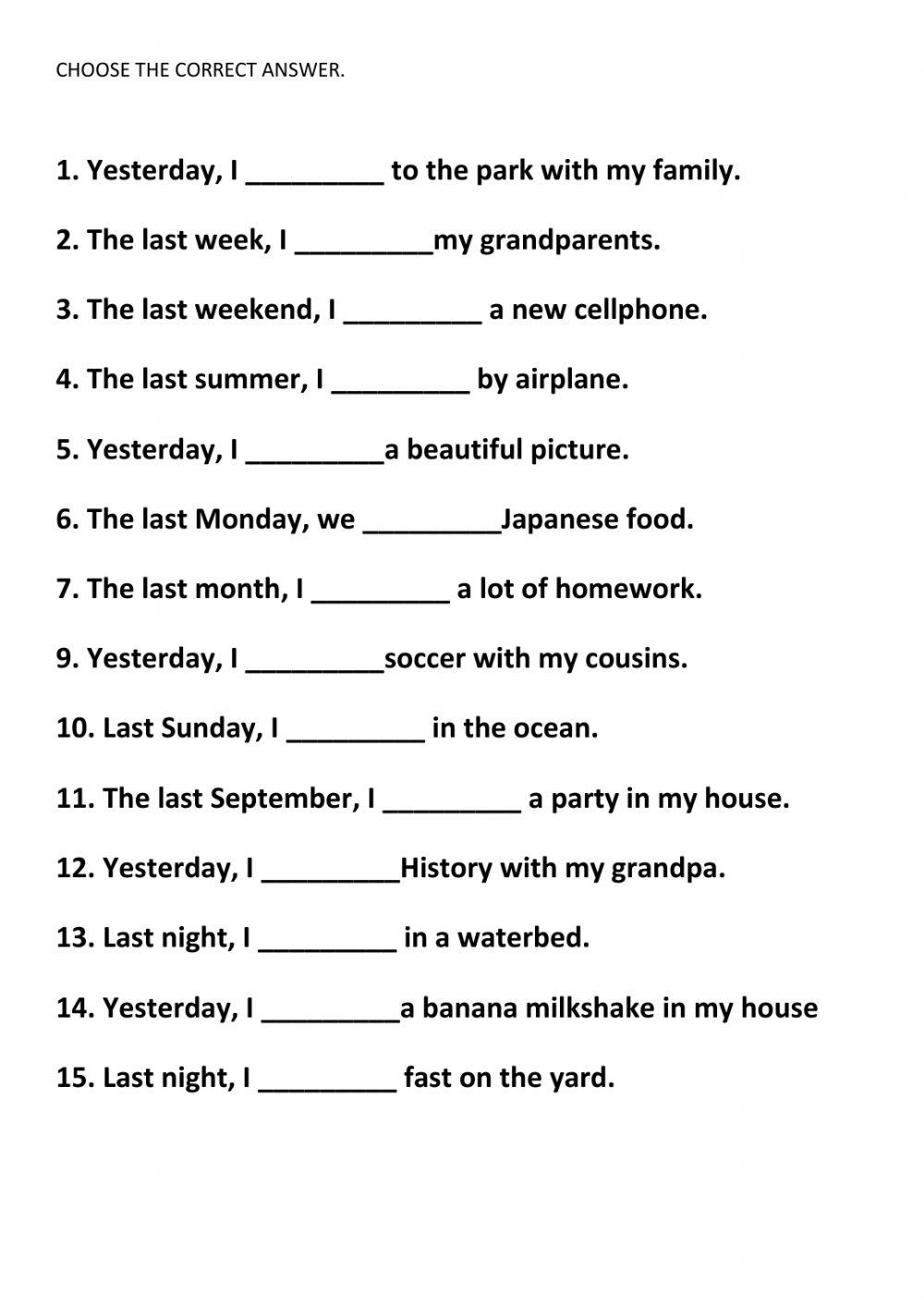 Simple past sentences