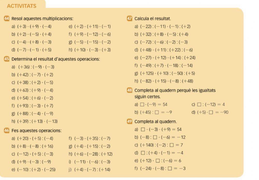 División y producto de enteros