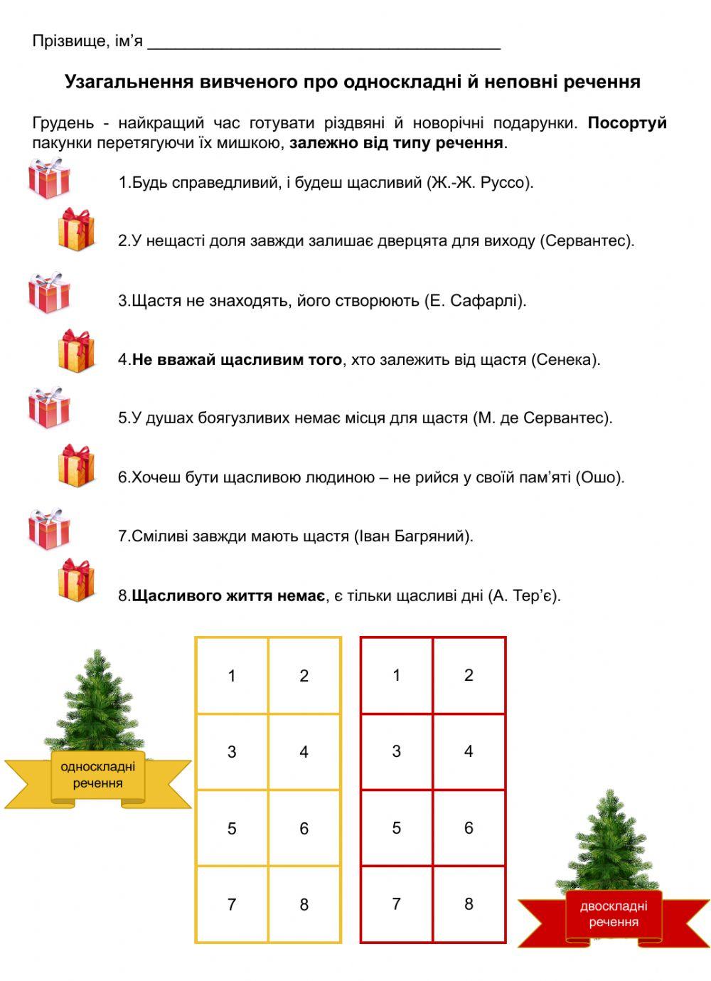 Узагальнення вивченого про односкладні речення