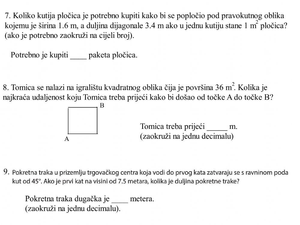 Primjena Pitagorinog poučka
