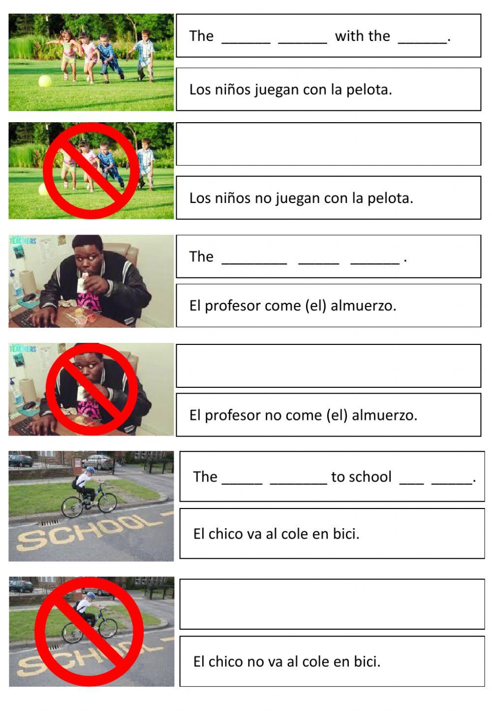 Do-does vs don't-doesn't + school vocab (3 - Primaria)