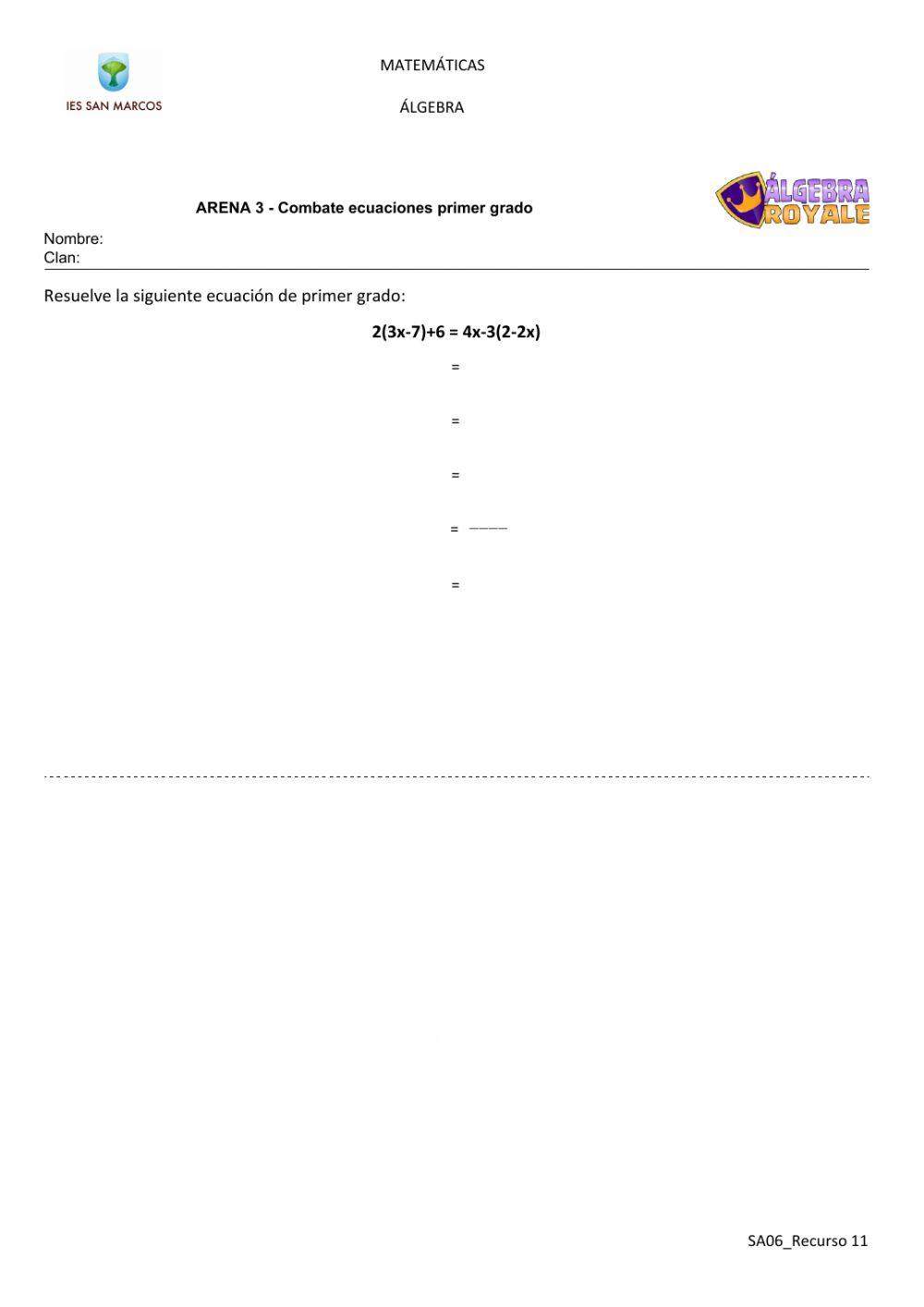 Ecuación de primer grado