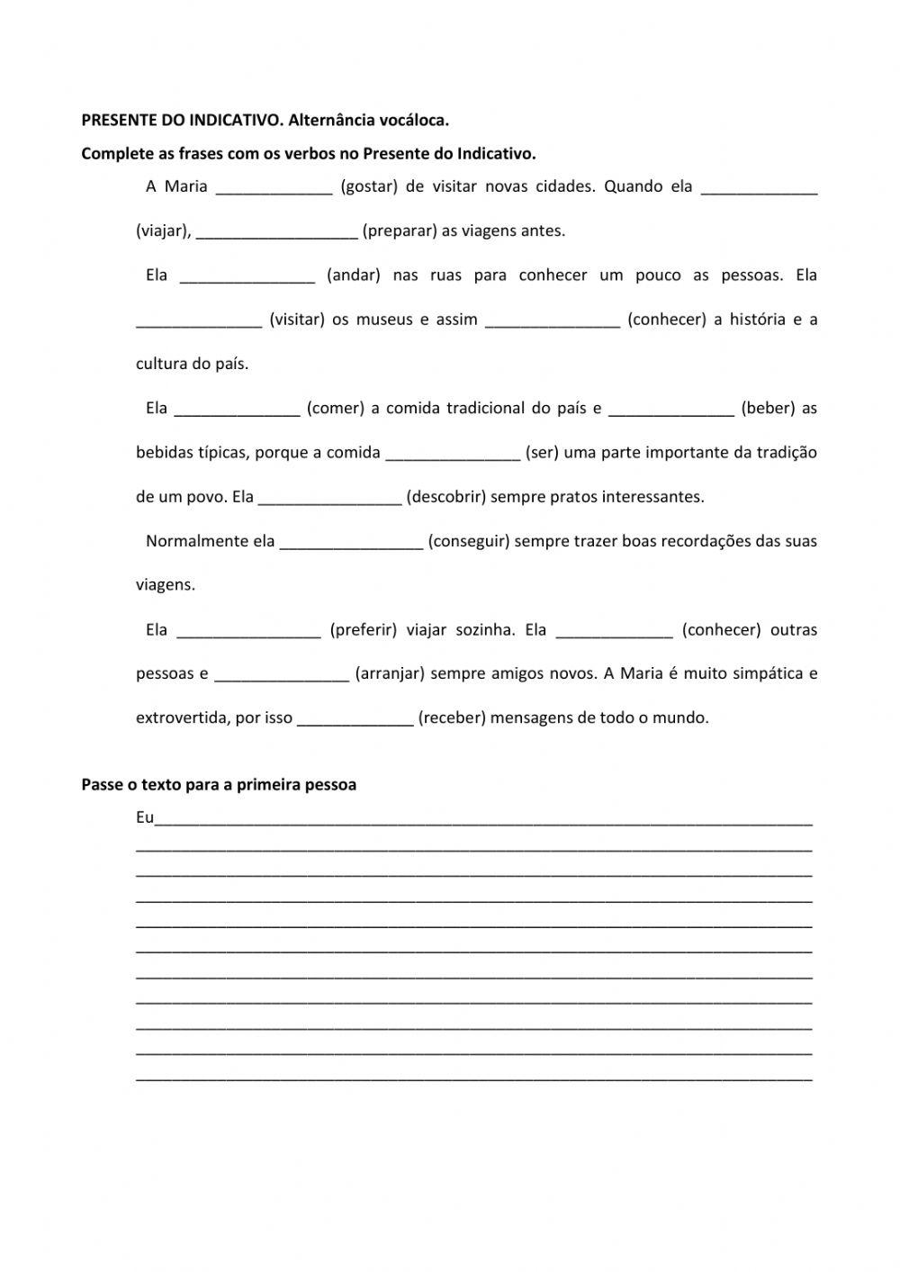 Presente indicativo. Anternância vocálica