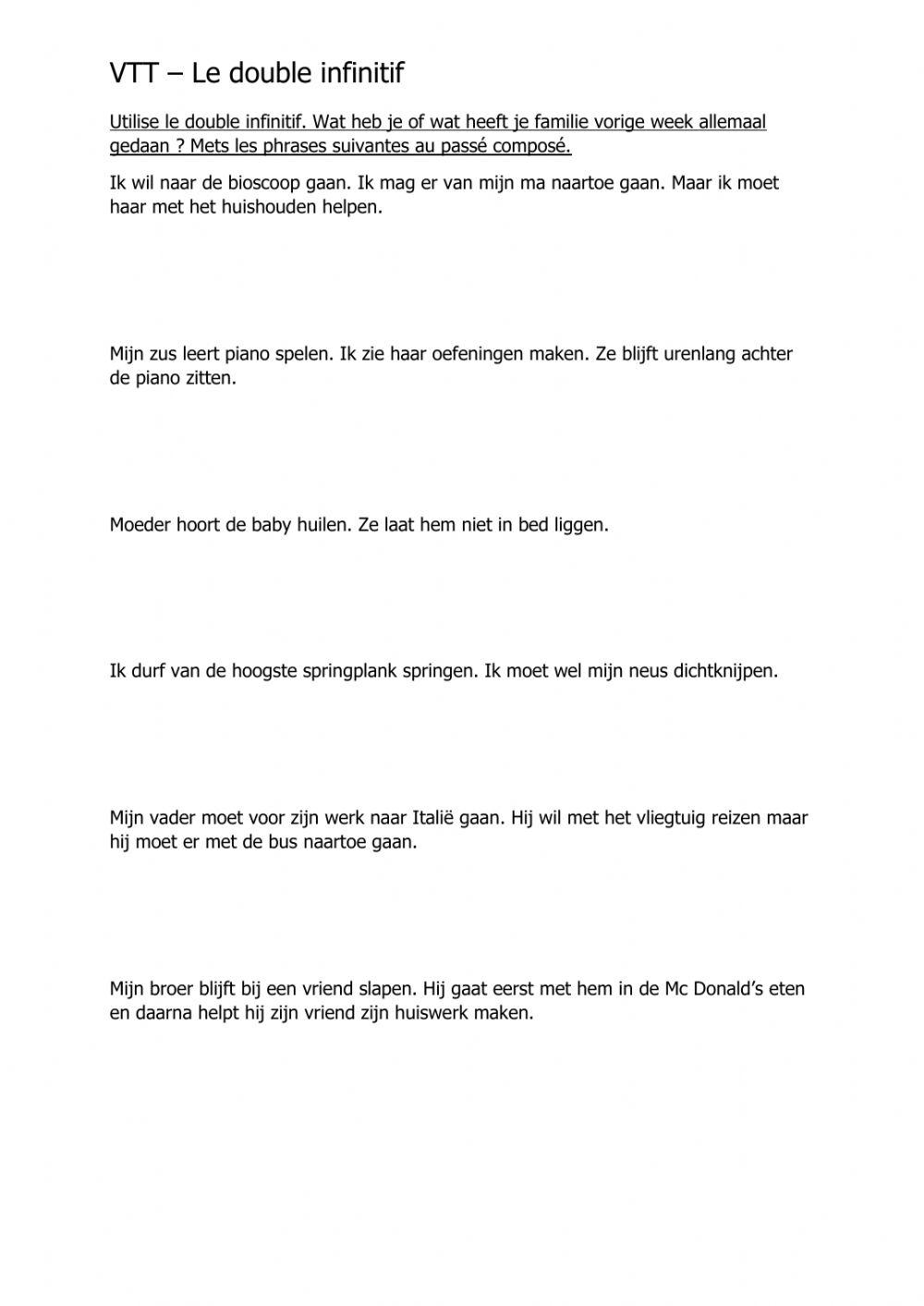 VTT - Le double infinitif