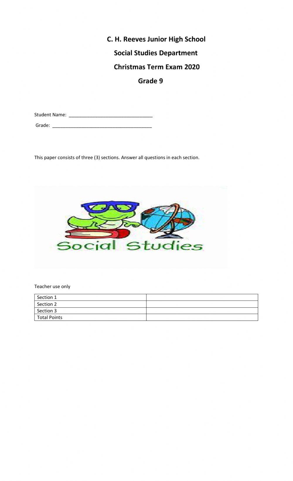 GR 9 SS 2020 CHRISTMAS EXAM