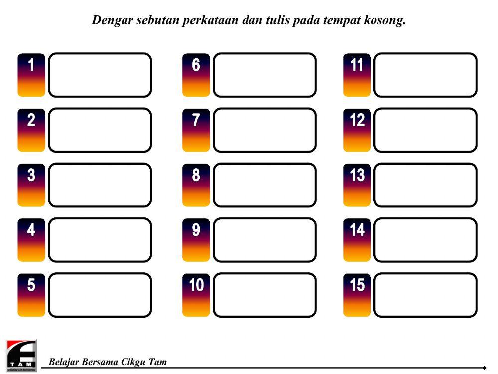 Latihan Perkataan KVK+KVK