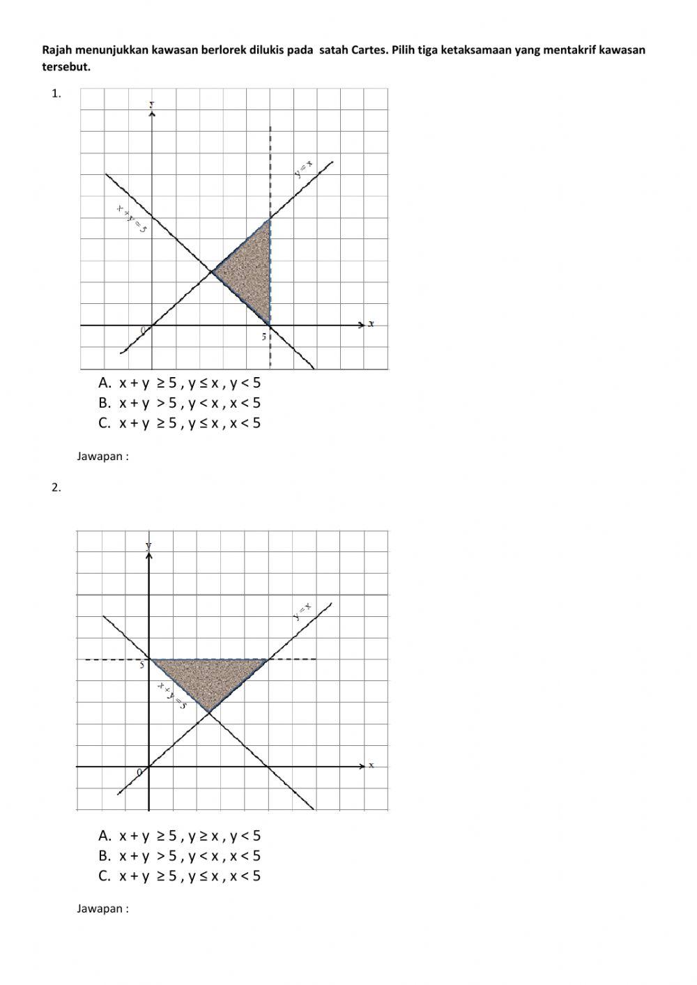 Rantau Berlorek Yang Memuaskan Ketaksamaan Linear