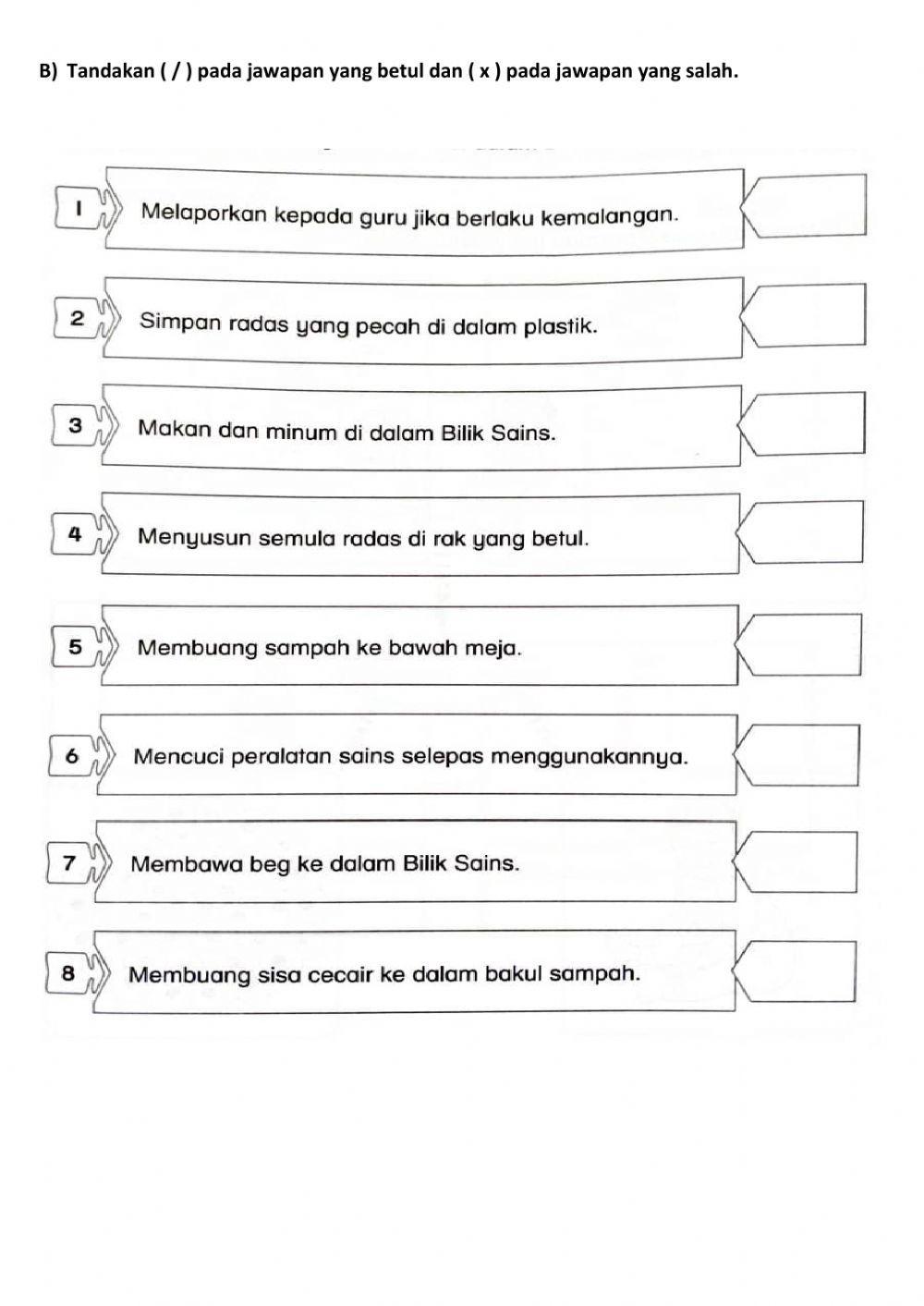 Sains tahun 2 : peraturan bilik sains