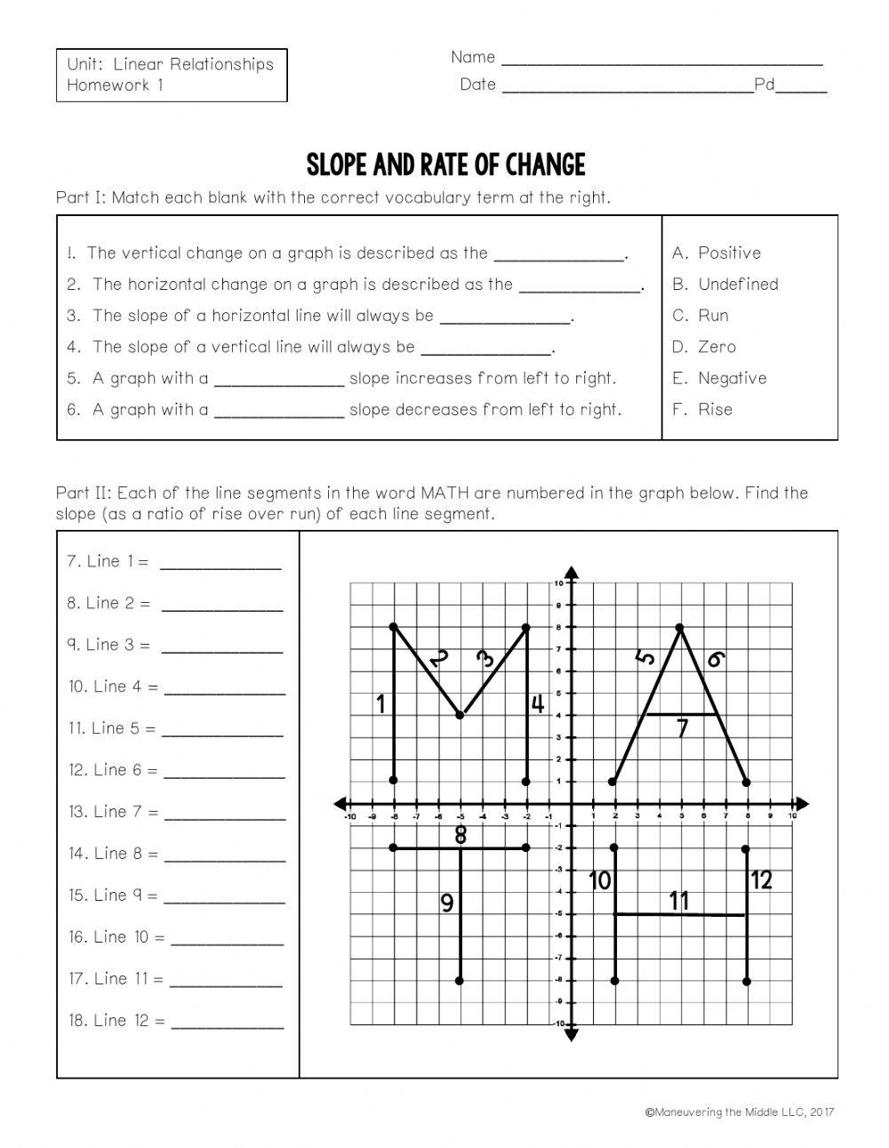 Slope and Rate of Change online exercise for Live Worksheets