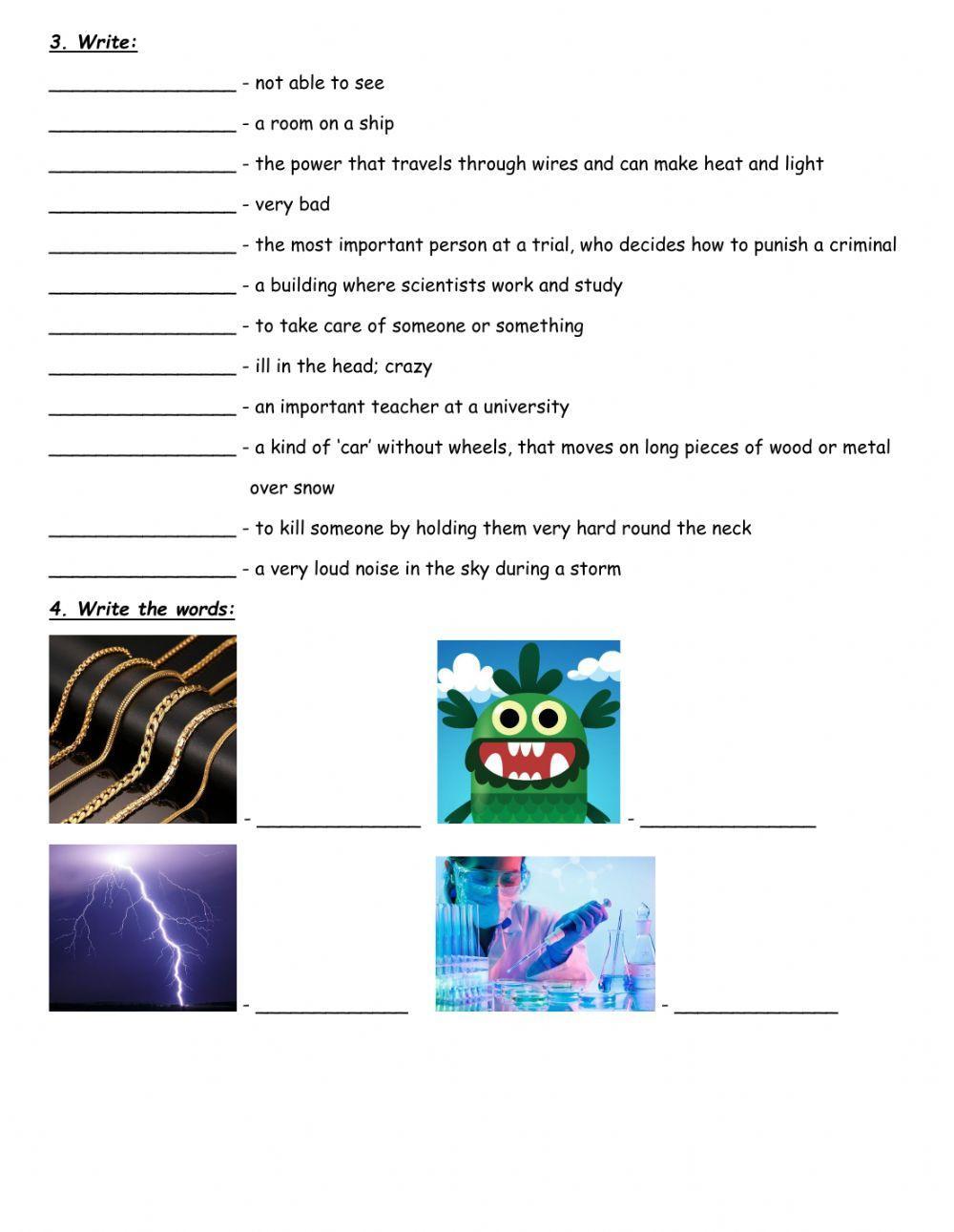 FRANKENSTEIN - Vocabulary, Chatacters