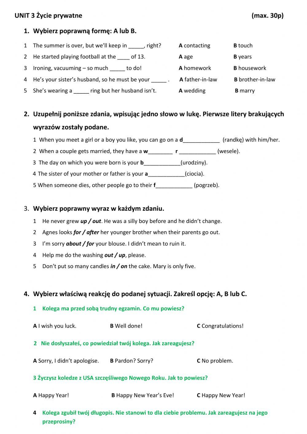 Klasa 8 Życie prywatne