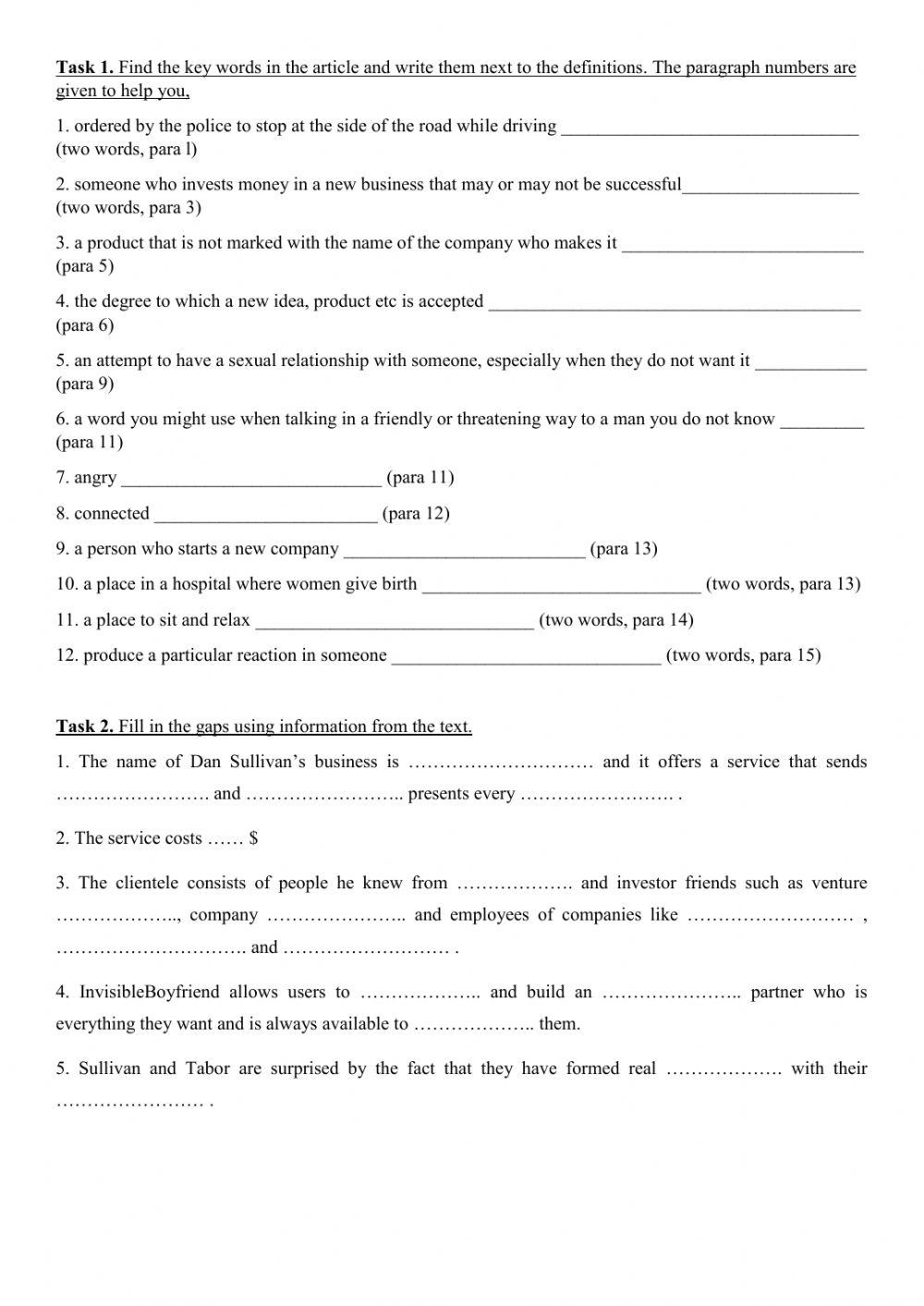 Home reading- Are You A Bad Boyfriend