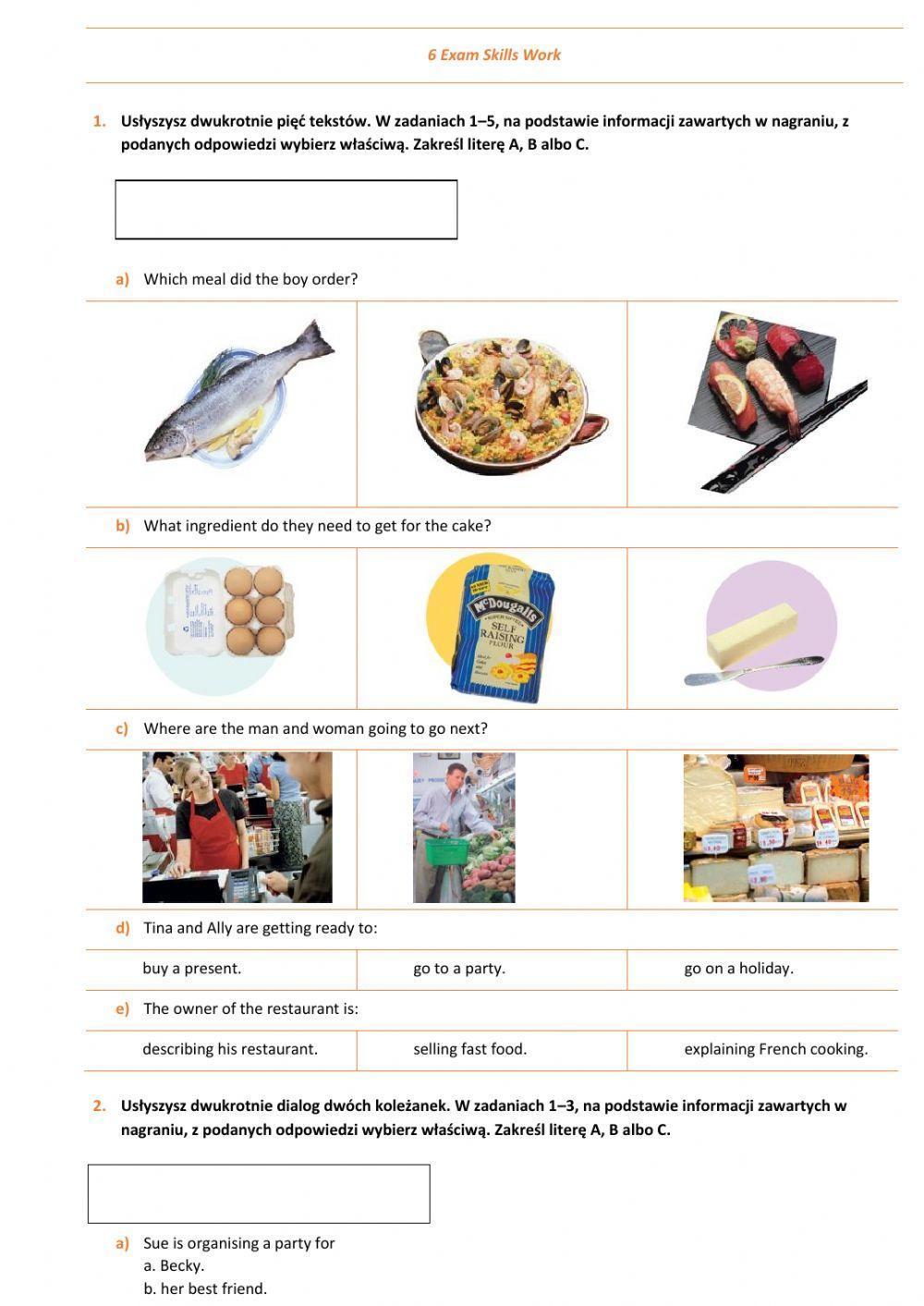 E8 U6 Żywienie Exam Skills