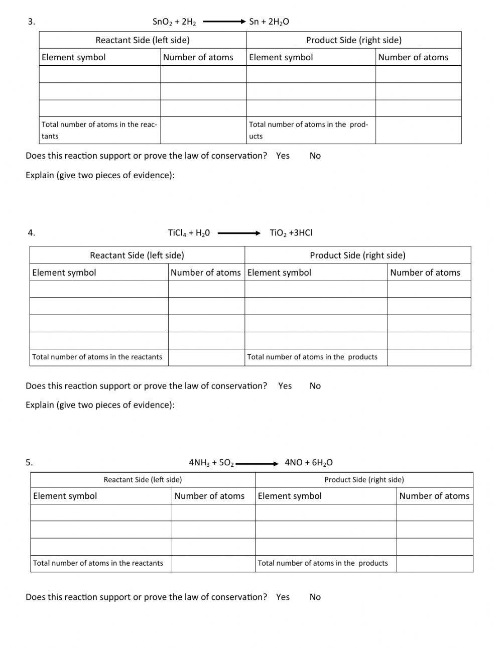 Counting Atoms in Chemical Reactions