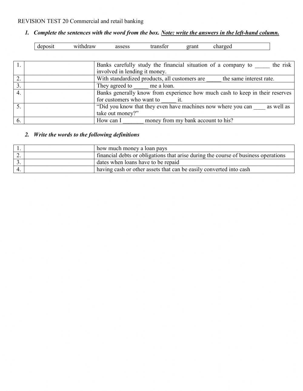 20 Commercial and retail banking