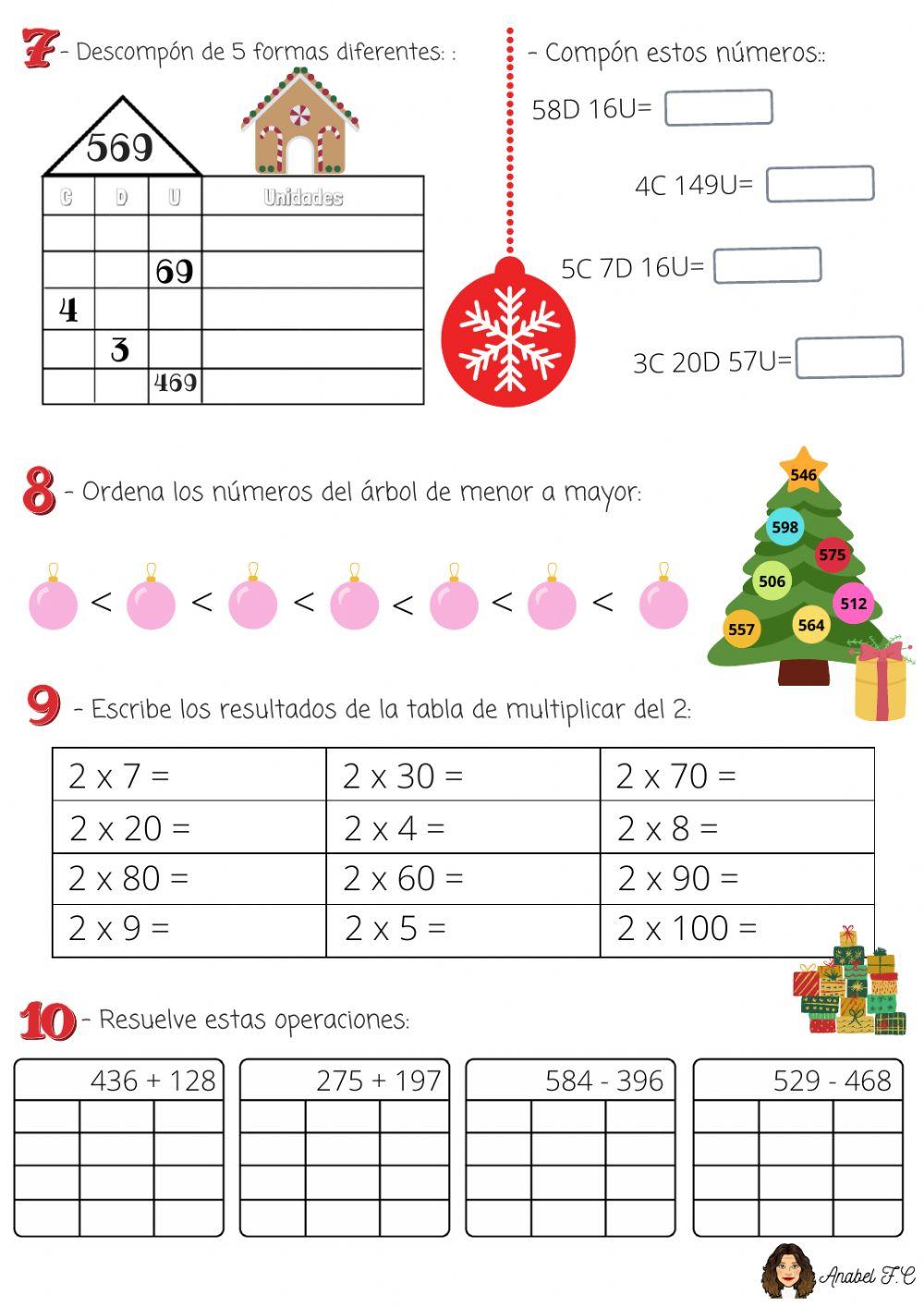 Repaso tabla del 2 y numeración