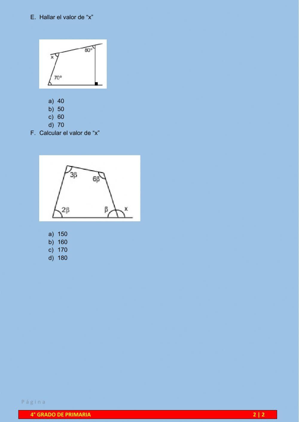 Angulos exteriores de un cuadrilatero
