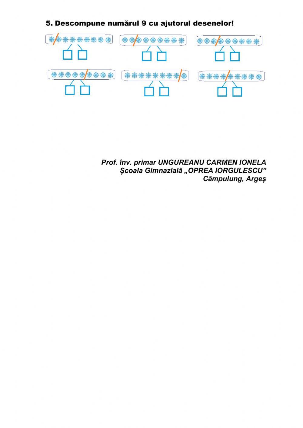 NUMERE DE LA 0  la 9  FIȘĂ DE ACTIVITĂȚI