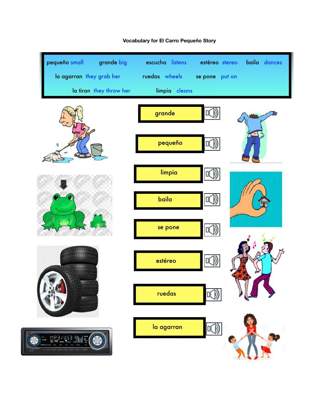 Vocabulary for El Carro Pequeño