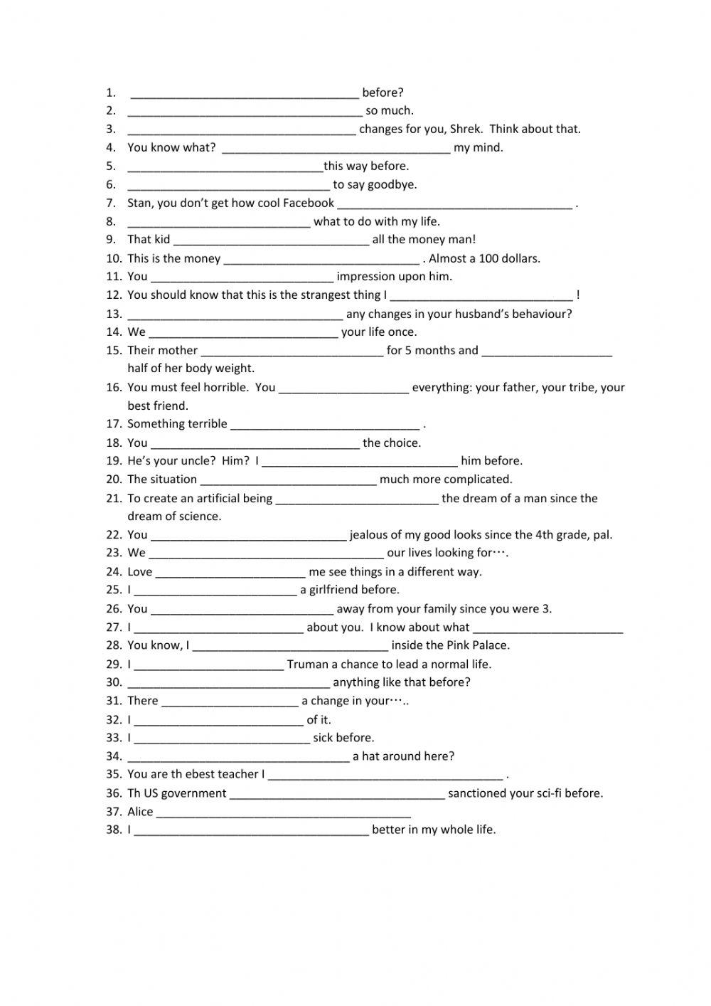 Present Perfect Simple practice