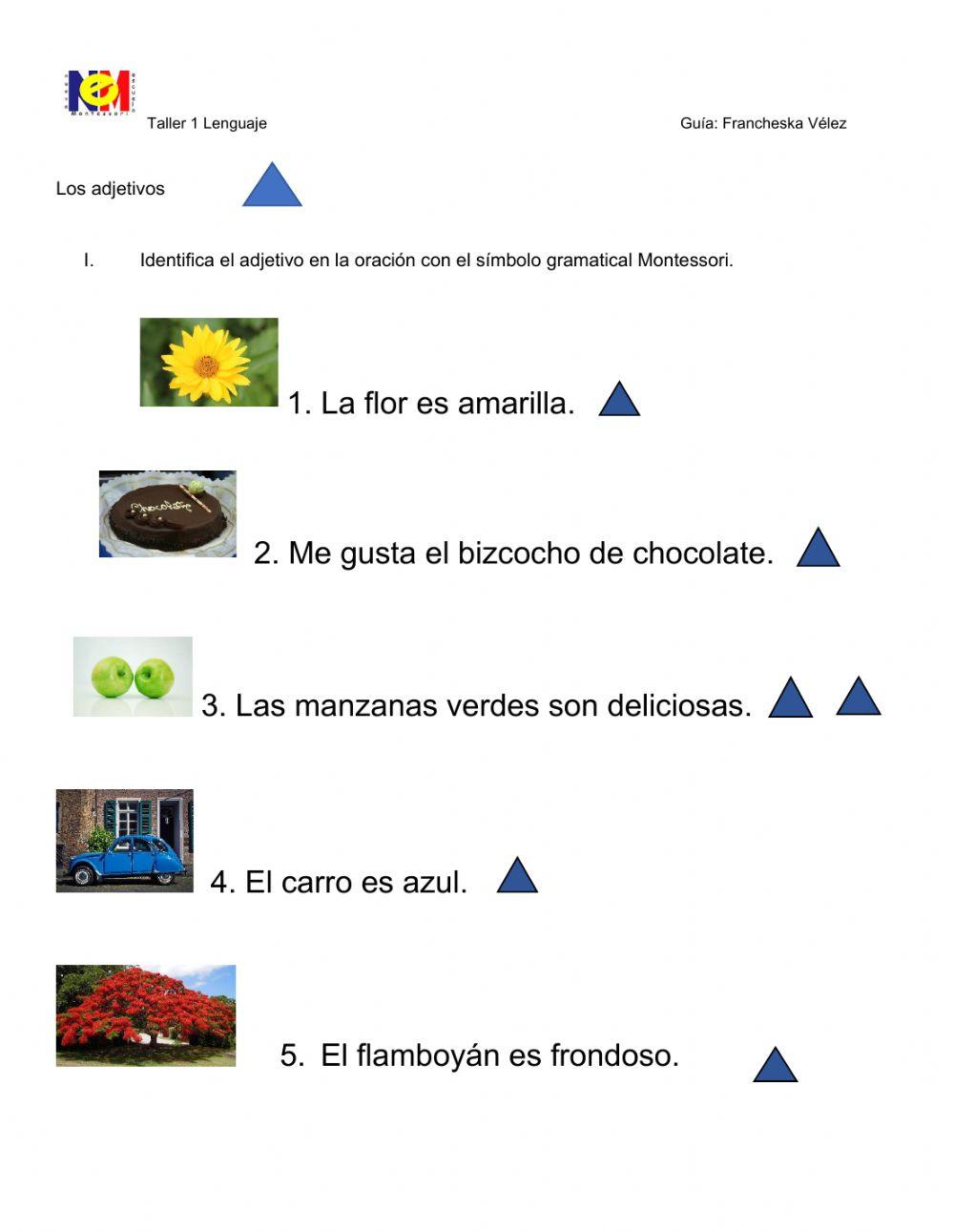 Adjetivos signo gramatical Montessori