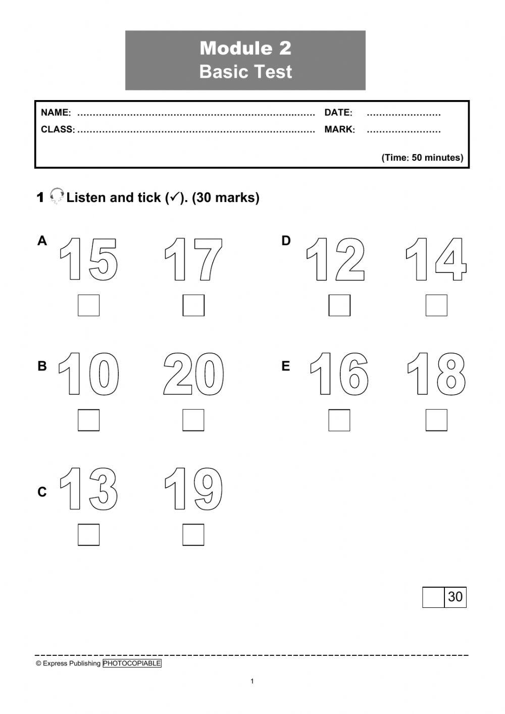 I Wonder 1 Module Test 2
