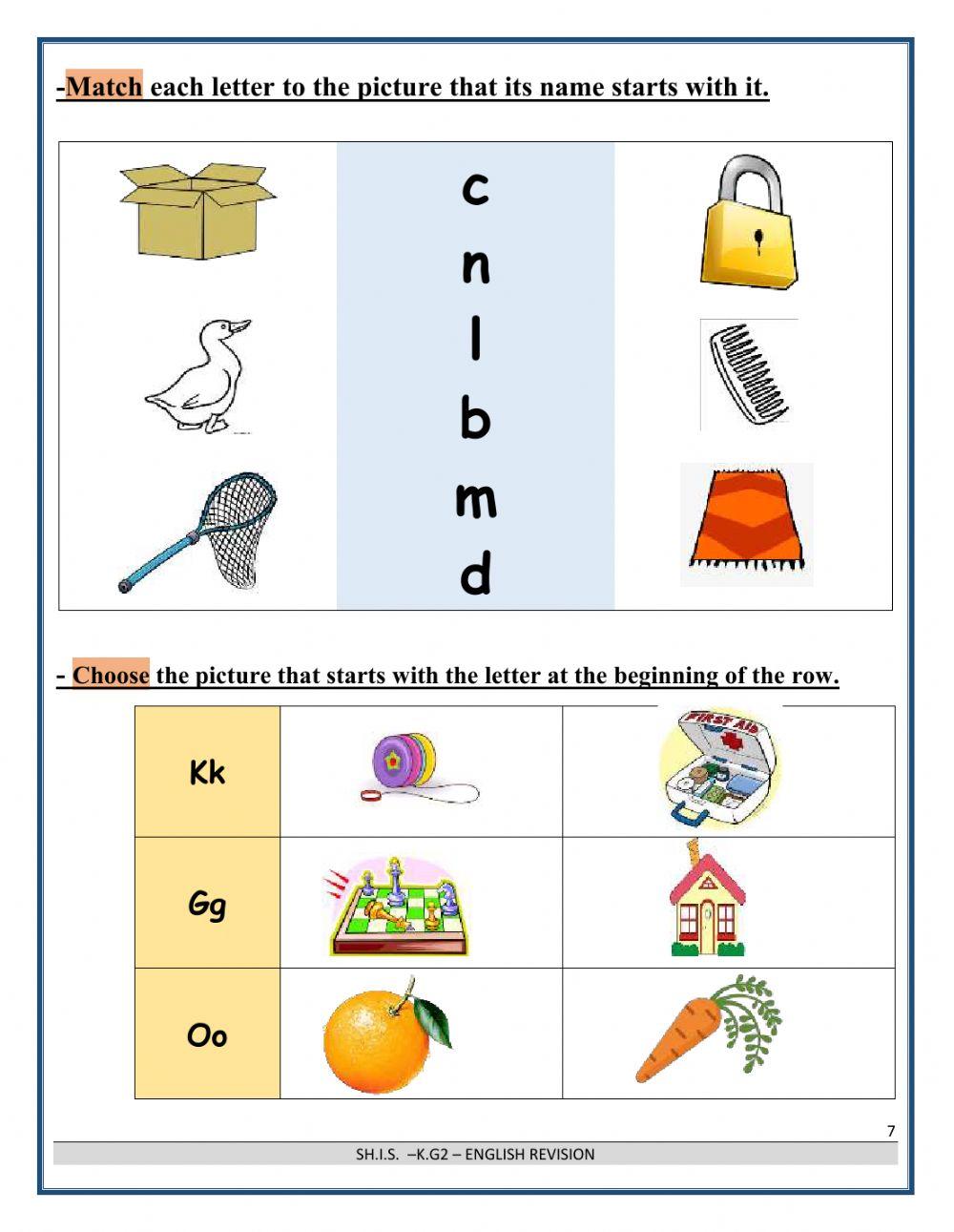 kg2 English revision 1st term online exercise for Live Worksheets kg2 English revision 1st term online exercise for Live Worksheets