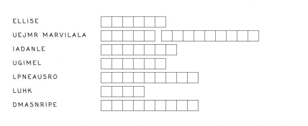 Ordena las letras 4 son nombres y el resto superheroes