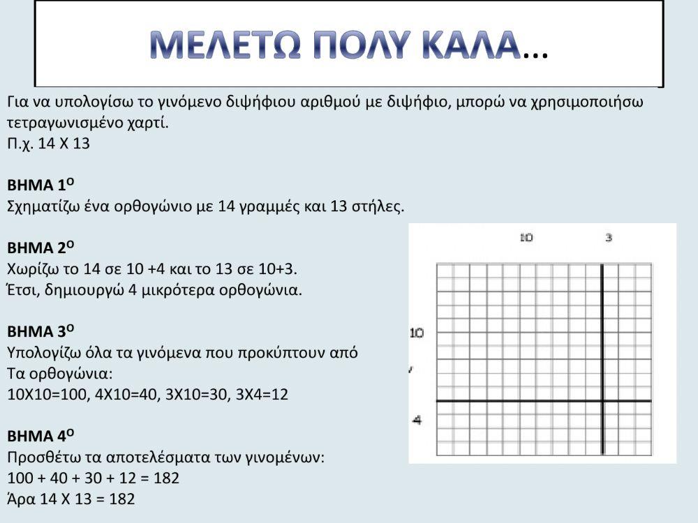 Μαθηματικά Γ- Κεφάλαιο 28 - Προς τον πολλαπλασιασμό Ι