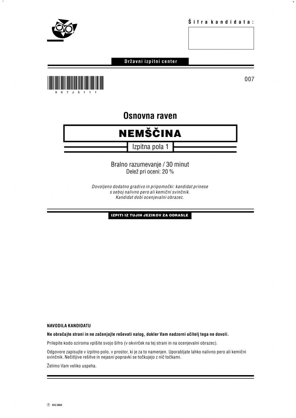 Nemščina osnovna raven