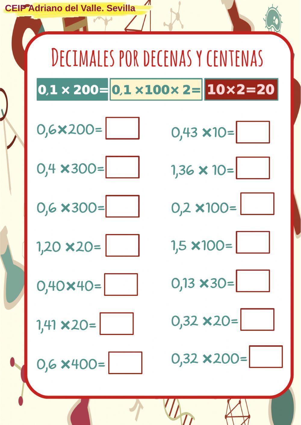 Producto decimal con centenas y decenas
