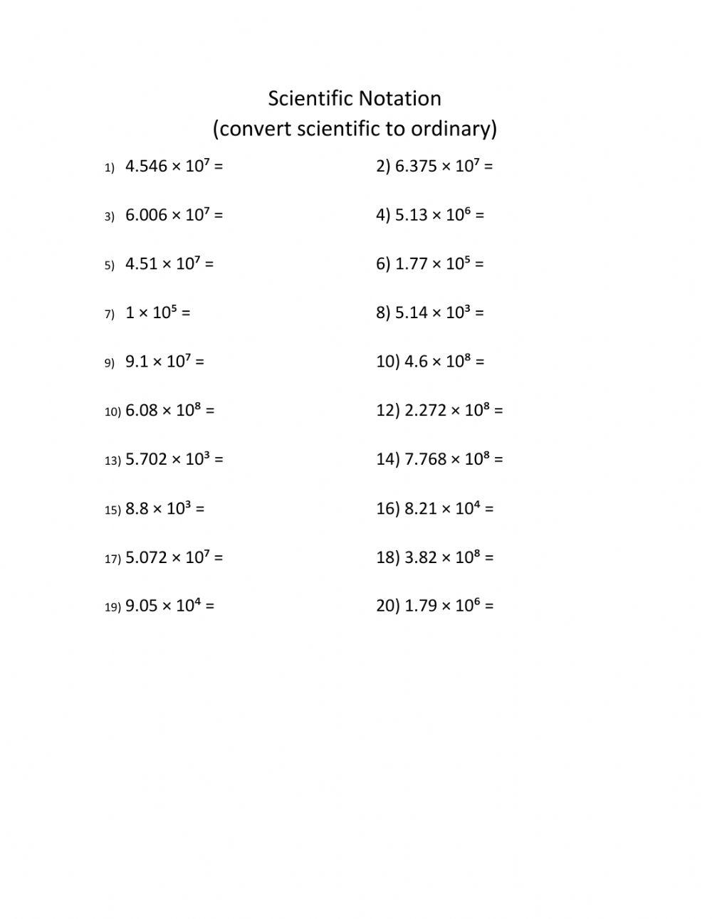 Scientific Notation -3 worksheet | Live Worksheets scientific-notation-3-worksheet-live-worksheets