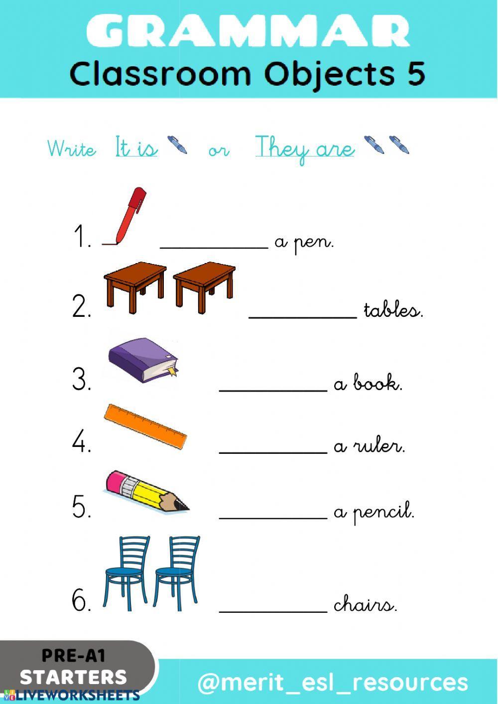 School Objects - Write It is-They are