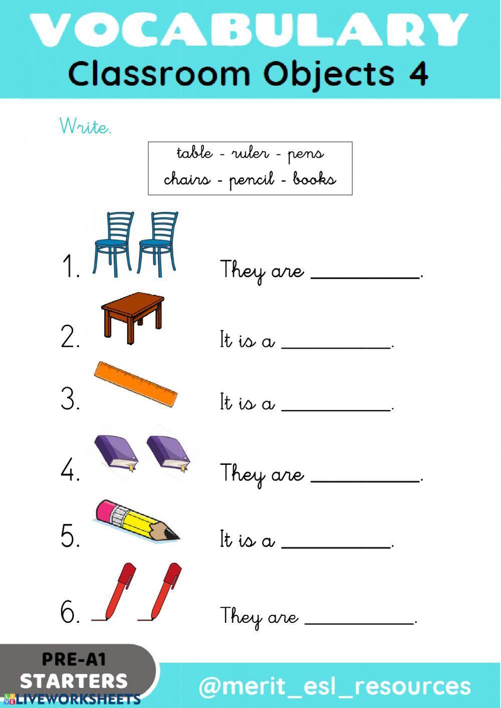 School Objects - Write