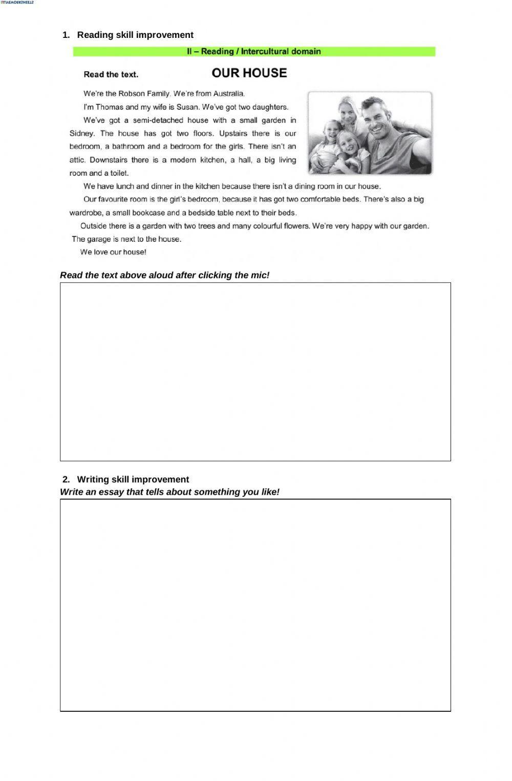 Reading and Writing Task-English Club