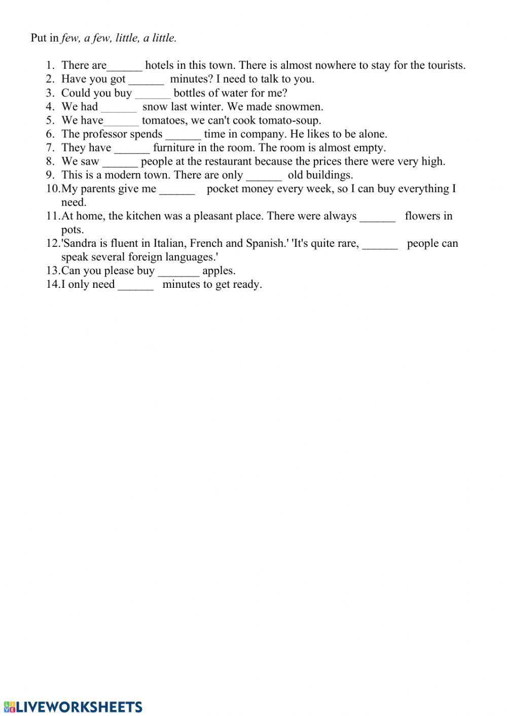 few, a few, little, a little